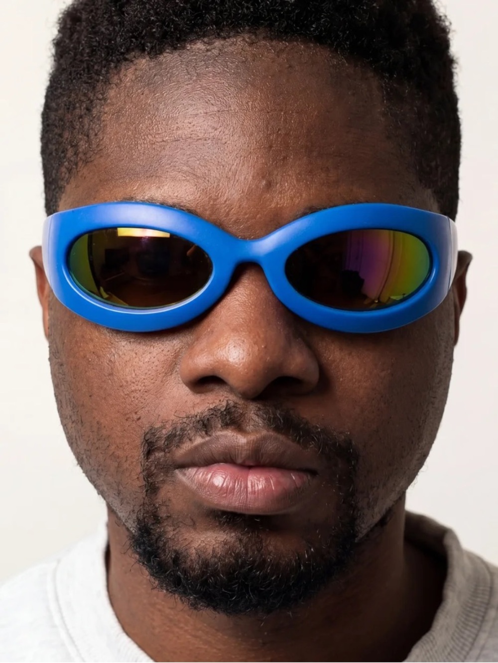 Blue Wraparound Sunglasses - Sleek Mirror Lens